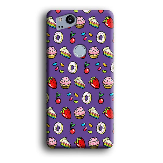 Sweet Cake Doodle Purple Google Pixel 2 3D Case-Xtracase