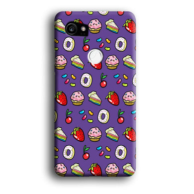 Sweet Cake Doodle Purple Google Pixel 2 XL 3D Case