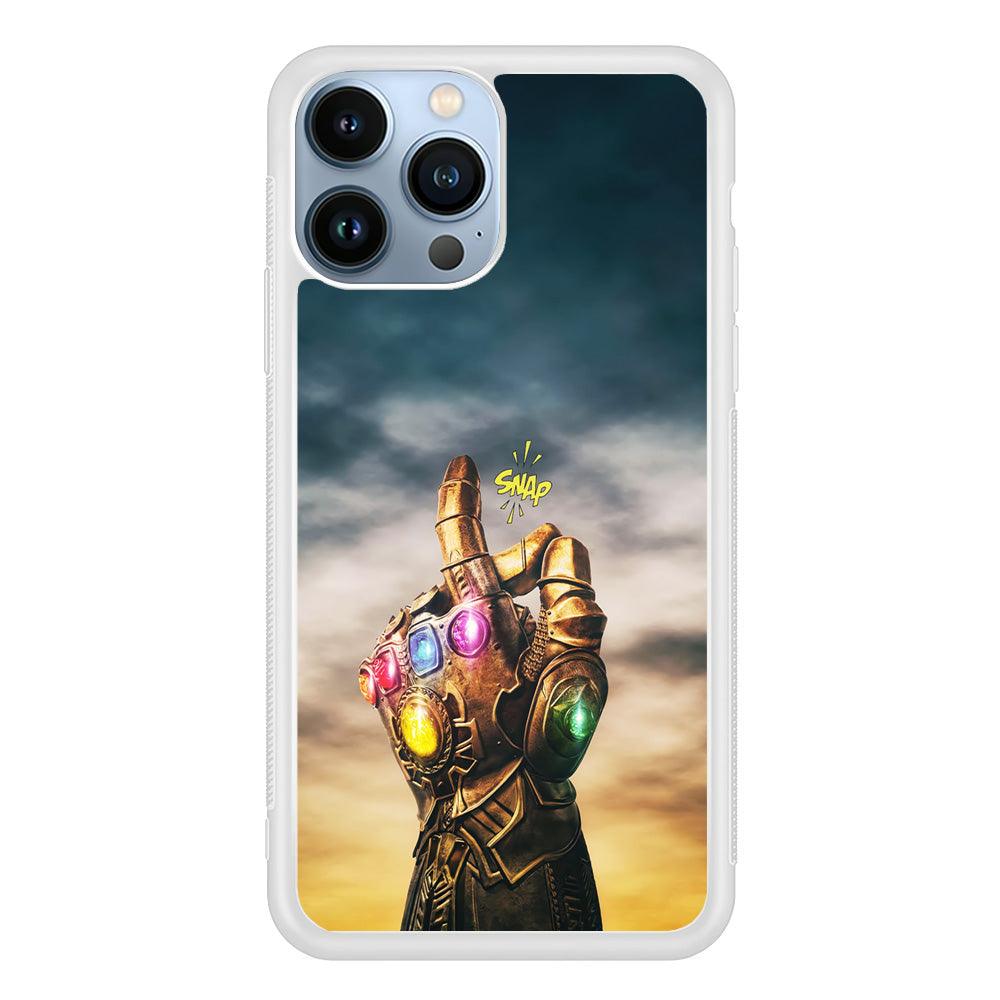 Thanos Finger Snap iPhone 13 Pro Max Case-Rubber / White (2D Case)-Xtracase