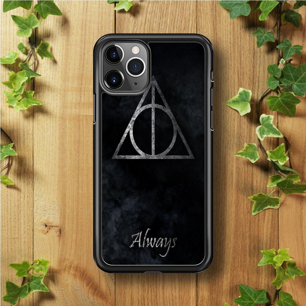 The Deathly Hallows Symbol Always Stripe iPhone 11 Pro Max Case-Rubber / Black (2D Case)-Xtracase
