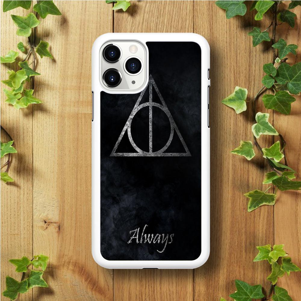 The Deathly Hallows Symbol Always Stripe iPhone 11 Pro Max Case-Rubber / White (2D Case)-Xtracase