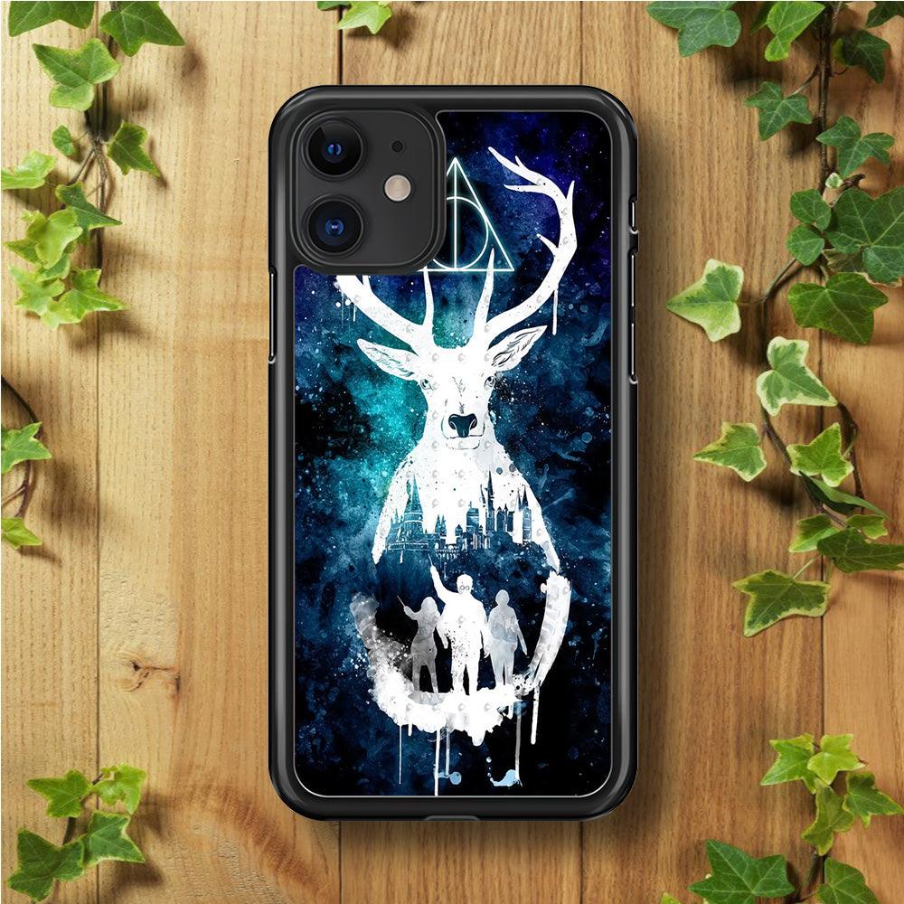 The Deathly Hallows Symbol Deer iPhone 11 Case-Rubber / Black (2D Case)-Xtracase