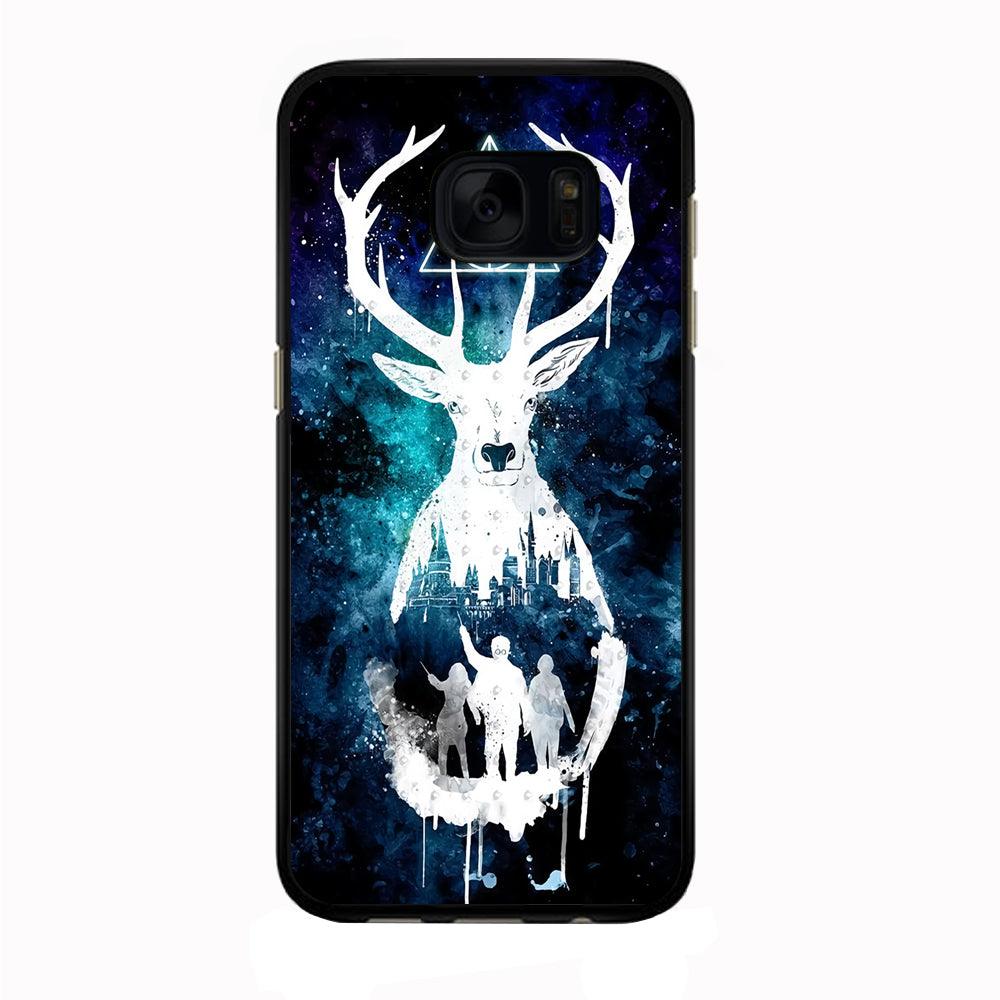 The Deathly Hallows Symbol Deer Samsung Galaxy S7 Edge Case-Rubber / Black (2D Case)-Xtracase