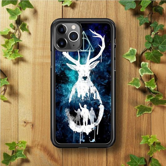 The Deathly Hallows Symbol Deer iPhone 11 Pro Case-Rubber / Black (2D Case)-Xtracase