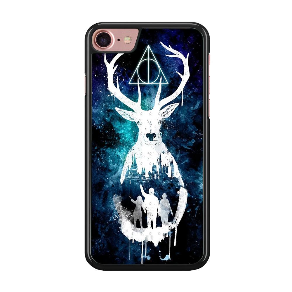 The Deathly Hallows Symbol Deer iPhone 8 Case-Rubber / Black (2D Case)-Xtracase