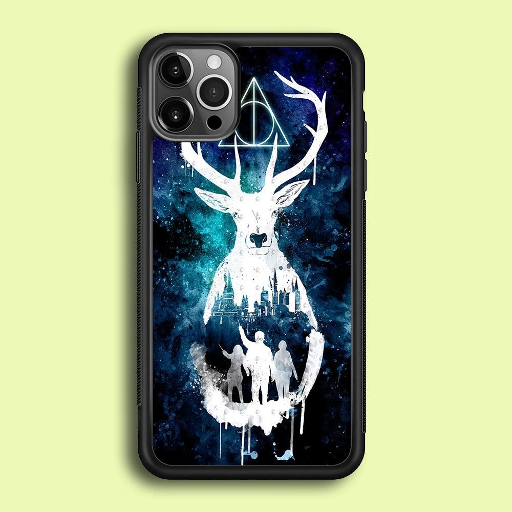 The Deathly Hallows Symbol Deer iPhone 12 Pro Case-Rubber / Black (2D Case)-Xtracase