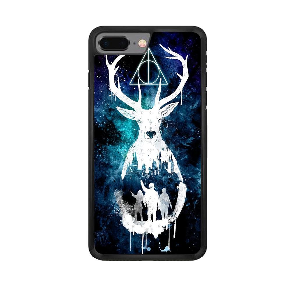 The Deathly Hallows Symbol Deer iPhone 7 Plus Case-Rubber / Black (2D Case)-Xtracase