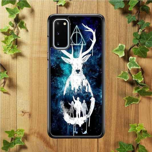The Deathly Hallows Symbol Deer Samsung Galaxy S20 Case-Rubber / White (2D Case)-Xtracase