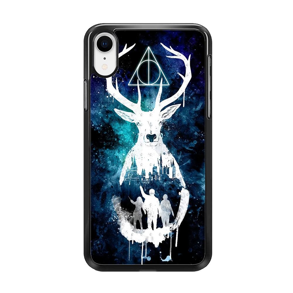 The Deathly Hallows Symbol Deer iPhone XR Case-Rubber / Black (2D Case)-Xtracase