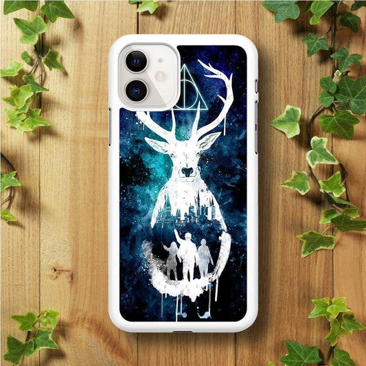 The Deathly Hallows Symbol Deer iPhone 11 Case-Rubber / White (2D Case)-Xtracase