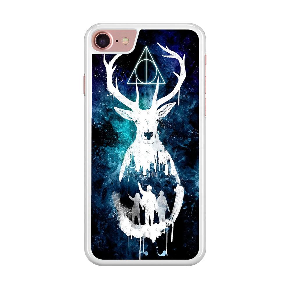 The Deathly Hallows Symbol Deer iPhone 7 Case-Rubber / White (2D Case)-Xtracase