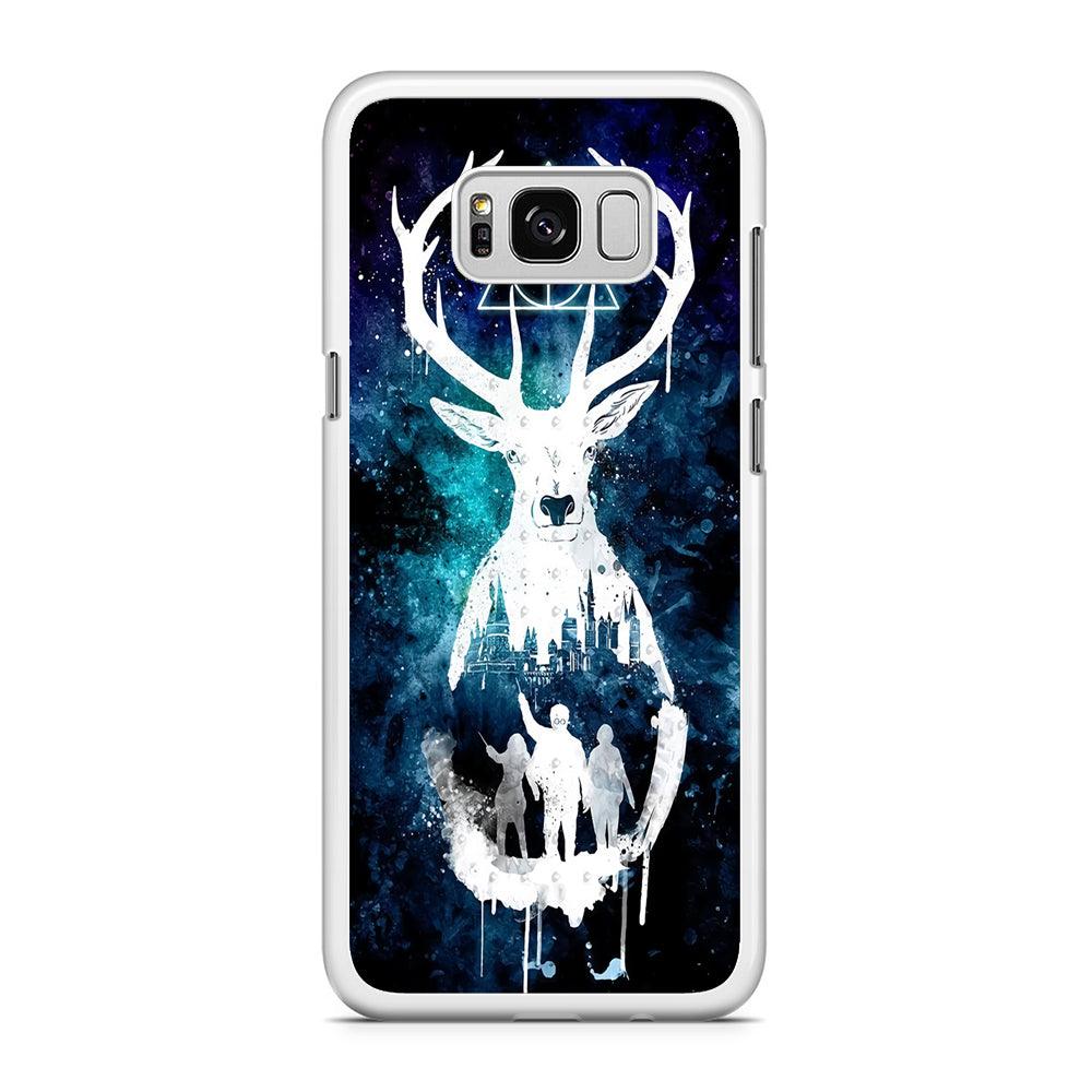 The Deathly Hallows Symbol Deer Samsung Galaxy S8 Case-Rubber / White (2D Case)-Xtracase