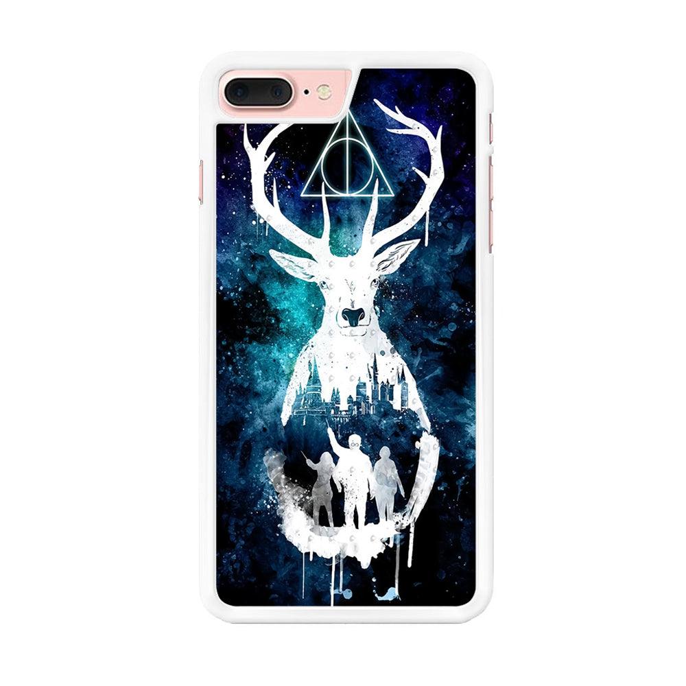 The Deathly Hallows Symbol Deer iPhone 7 Plus Case-Rubber / White (2D Case)-Xtracase