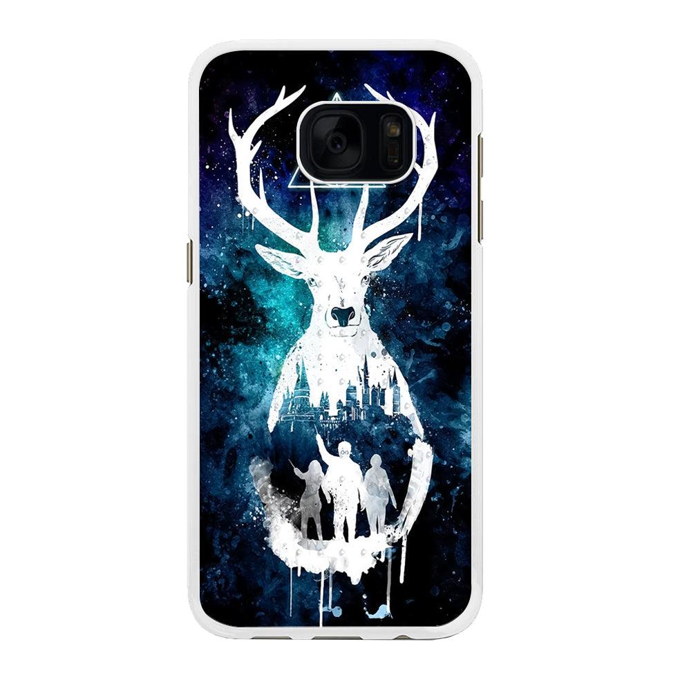 The Deathly Hallows Symbol Deer Samsung Galaxy S7 Edge Case-Rubber / White (2D Case)-Xtracase