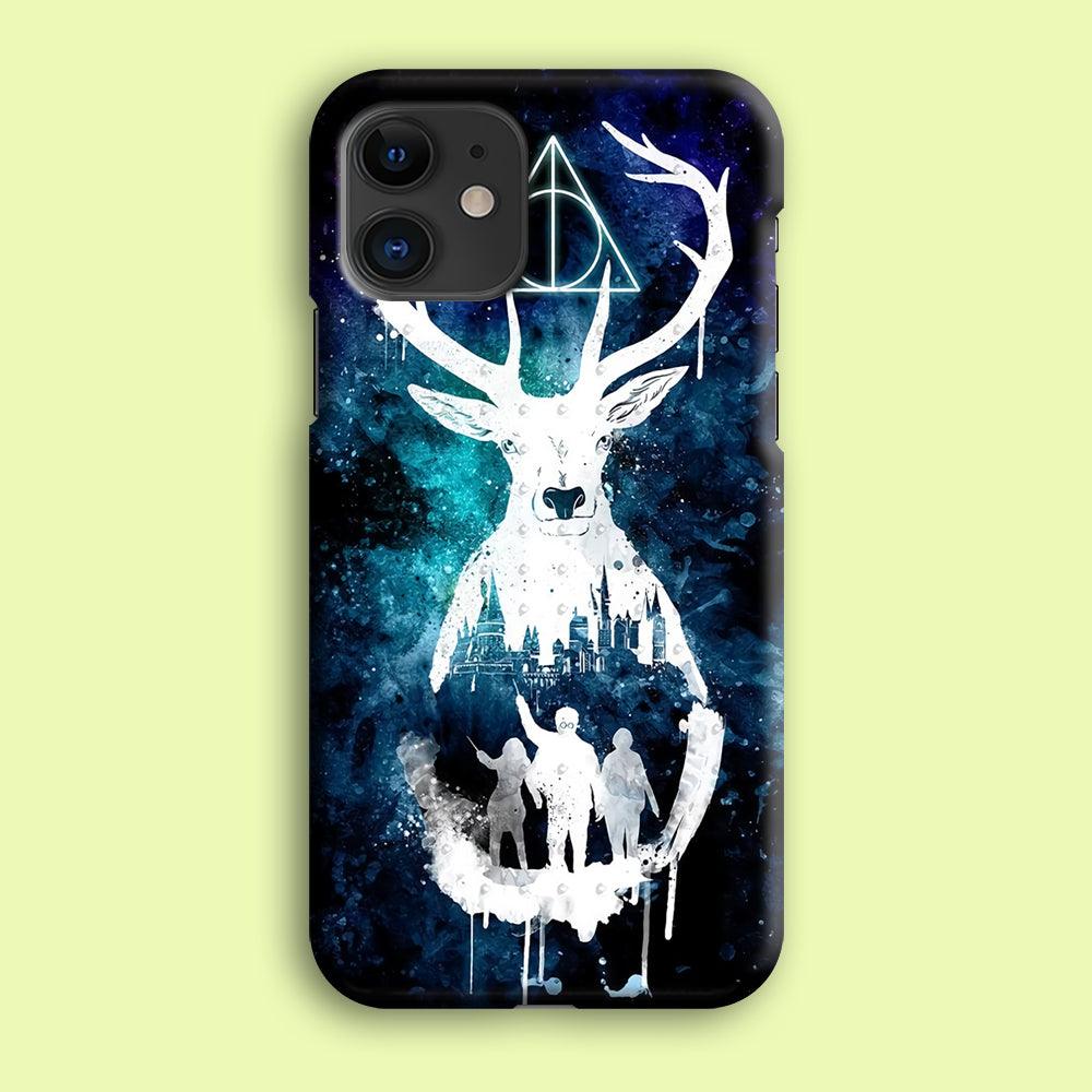 The Deathly Hallows Symbol Deer iPhone 12 Mini Case-Plastic / Full Wrap (3D Case)-Xtracase
