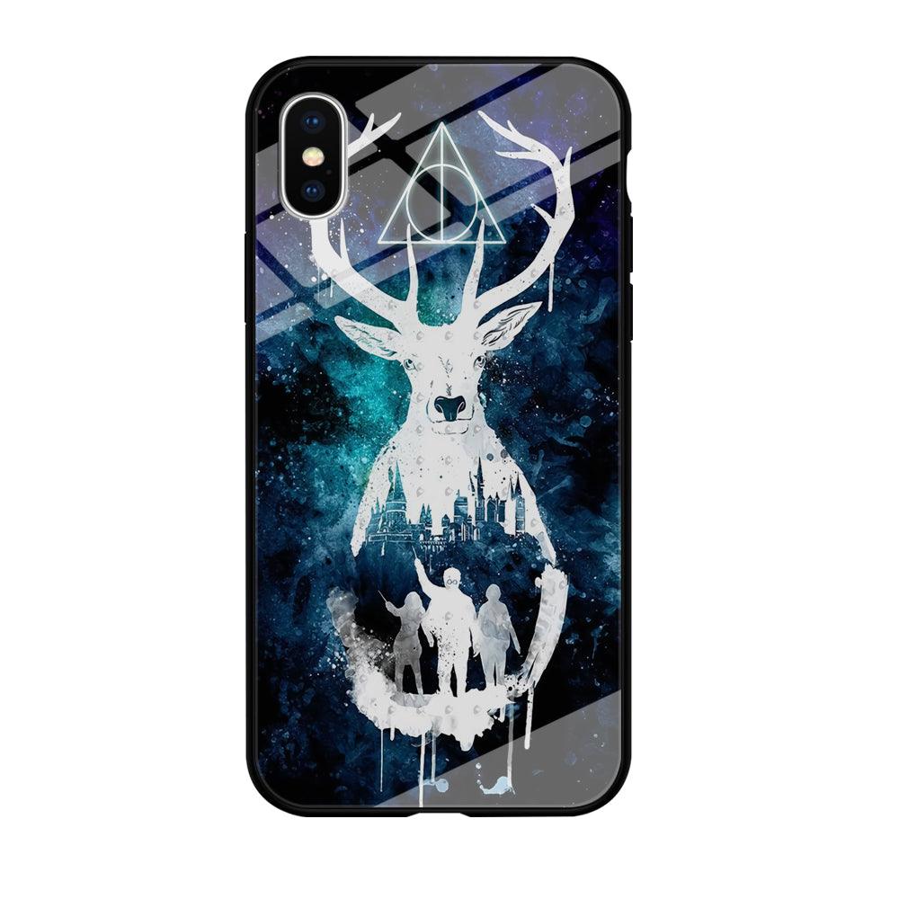 The Deathly Hallows Symbol Deer iPhone Xs Case-Tempered Glass Case-Xtracase