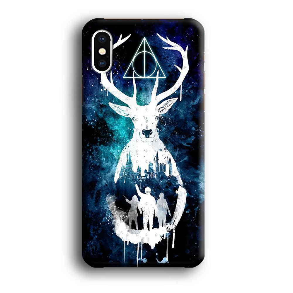 The Deathly Hallows Symbol Deer iPhone Xs Max Case-Plastic / Full Wrap (3D Case)-Xtracase