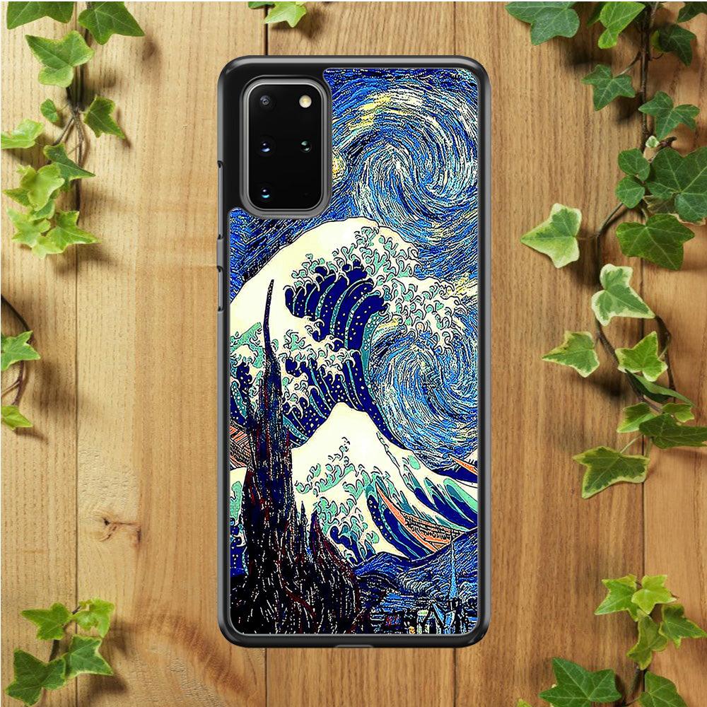 The Great Wave Starry Night Samsung Galaxy S20 Plus Case-Rubber / White (2D Case)-Xtracase
