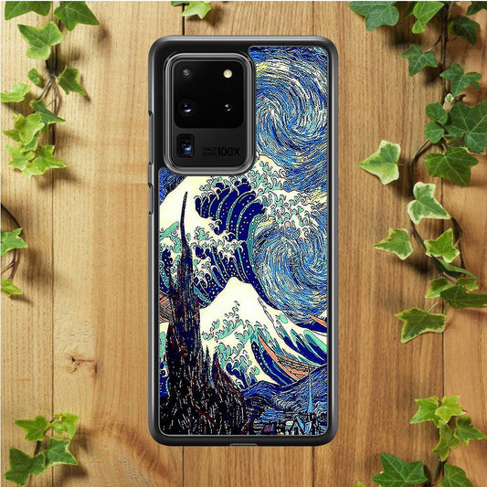 The Great Wave Starry Night Samsung Galaxy S20 Ultra Case-Rubber / White (2D Case)-Xtracase