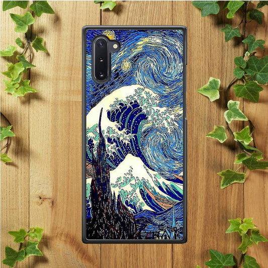 The Great Wave Starry Night Samsung Galaxy Note 10 Case-Rubber / White (2D Case)-Xtracase