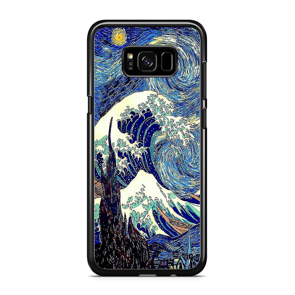 The Great Wave Starry Night Samsung Galaxy S8 Case-Rubber / Black (2D Case)-Xtracase
