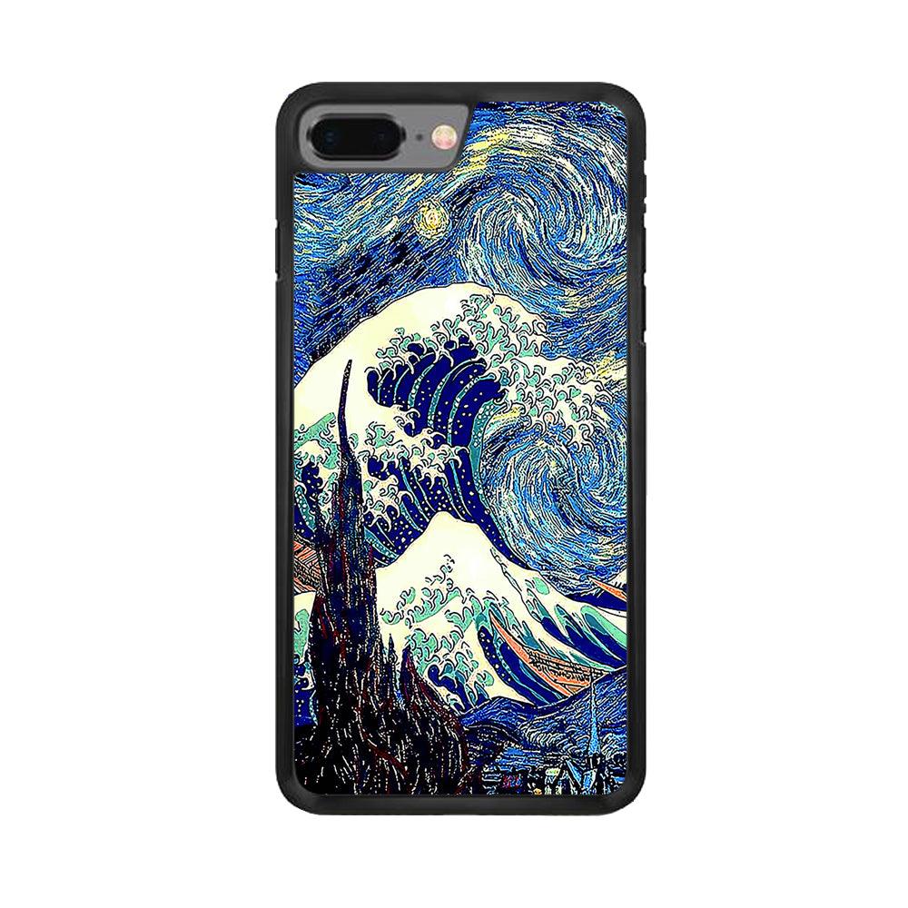 The Great Wave Starry Night iPhone 7 Plus Case-Rubber / Black (2D Case)-Xtracase
