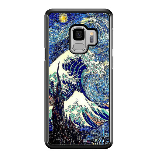 The Great Wave Starry Night Samsung Galaxy S9 Case-Rubber / Black (2D Case)-Xtracase