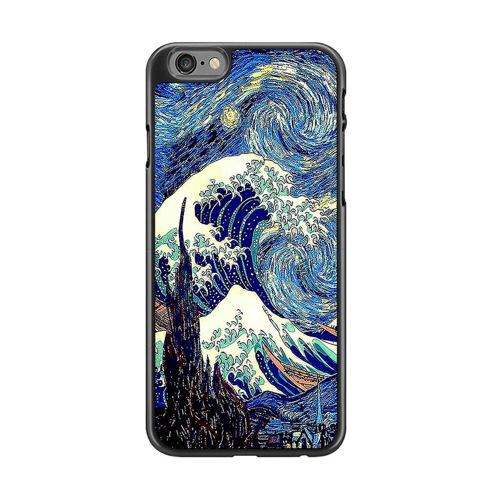 The Great Wave Starry Night iPhone 6 | 6s Case-Rubber / Black (2D Case)-Xtracase
