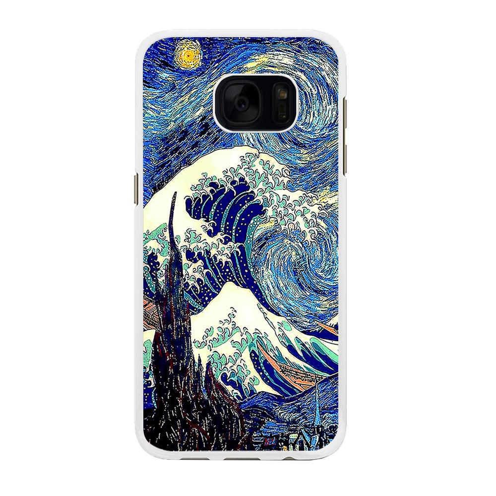 The Great Wave Starry Night Samsung Galaxy S7 Edge Case-Rubber / White (2D Case)-Xtracase