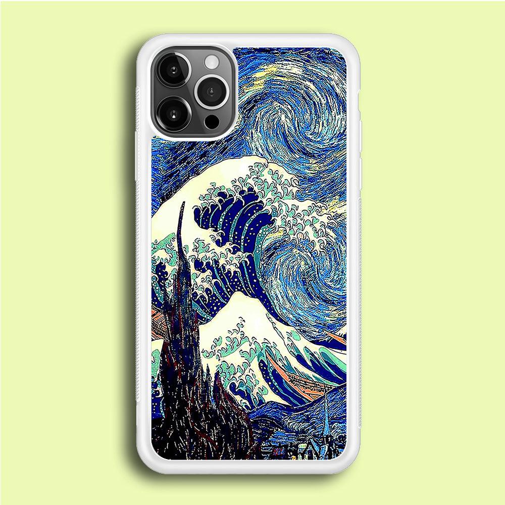 The Great Wave Starry Night iPhone 12 Pro Max Case-Rubber / White (2D Case)-Xtracase