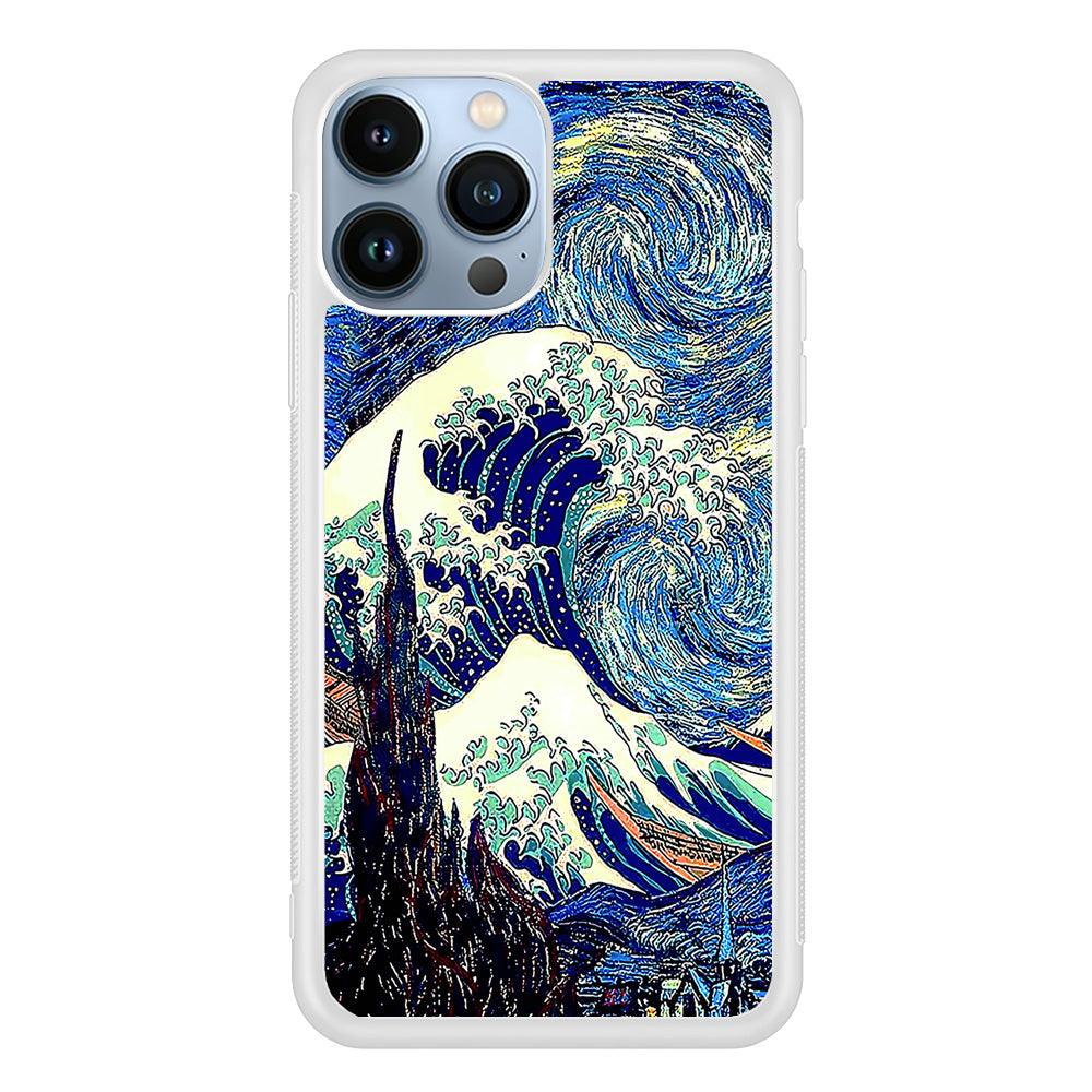 The Great Wave Starry Night iPhone 13 Pro Max Case-Rubber / White (2D Case)-Xtracase