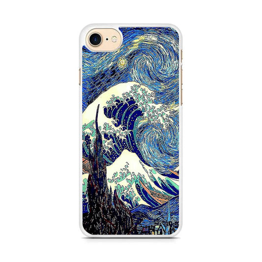 The Great Wave Starry Night iPhone 8 Case-Rubber / White (2D Case)-Xtracase