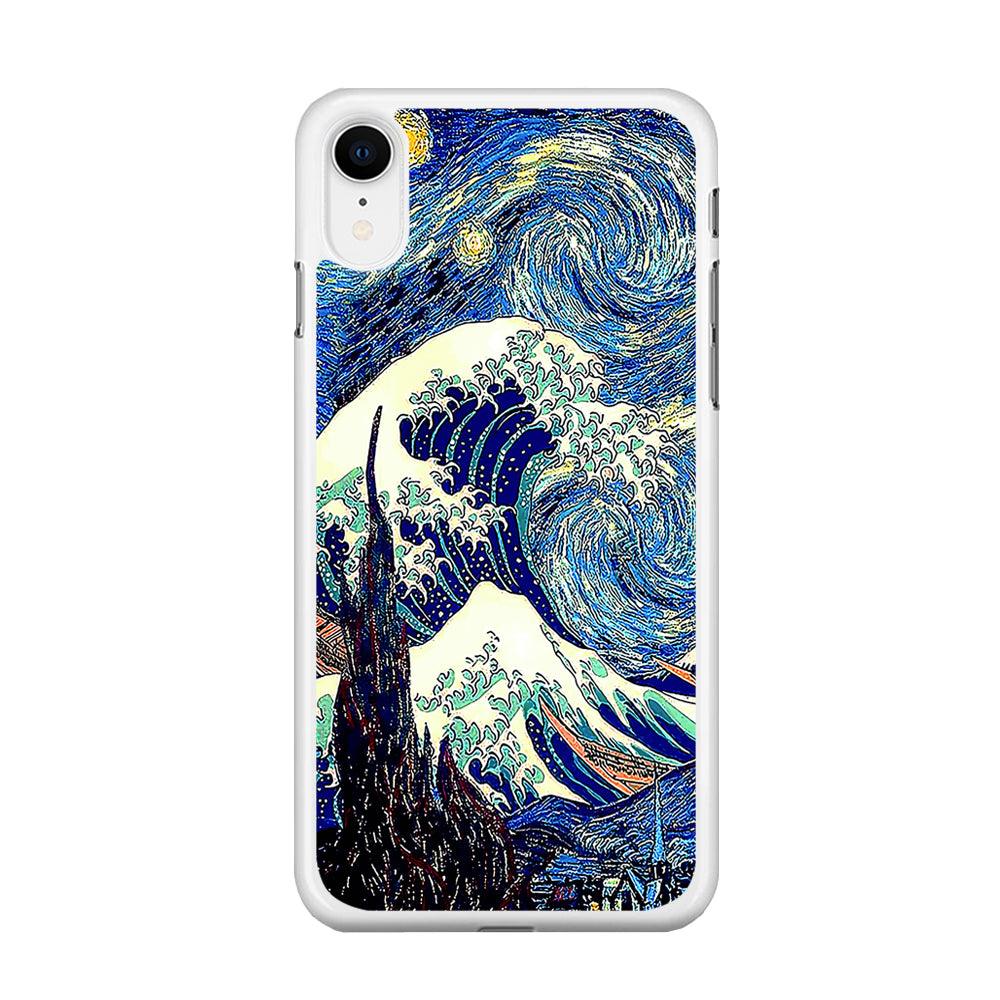 The Great Wave Starry Night iPhone XR Case-Rubber / White (2D Case)-Xtracase
