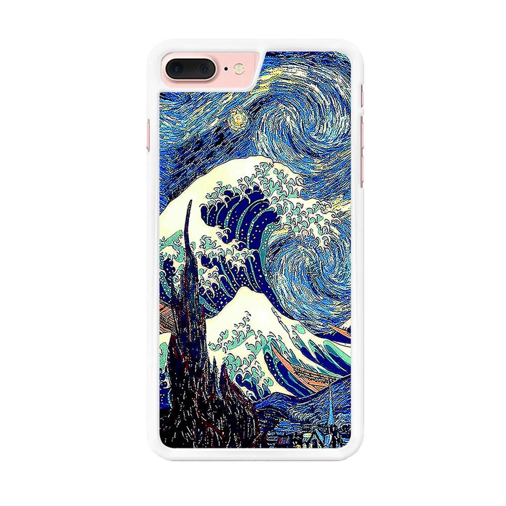 The Great Wave Starry Night iPhone 7 Plus Case-Rubber / White (2D Case)-Xtracase