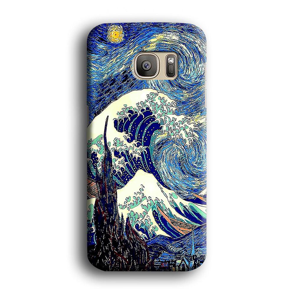 The Great Wave Starry Night Samsung Galaxy S7 Edge Case-Plastic / Full Wrap (3D Case)-Xtracase