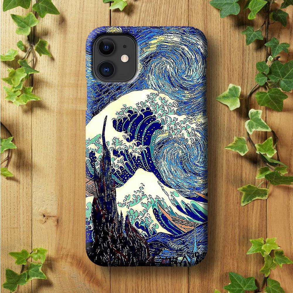 The Great Wave Starry Night iPhone 11 Case-Plastic / Full Wrap (3D Case)-Xtracase