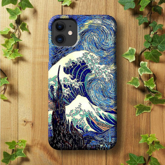 The Great Wave Starry Night iPhone 11 Case-Plastic / Full Wrap (3D Case)-Xtracase