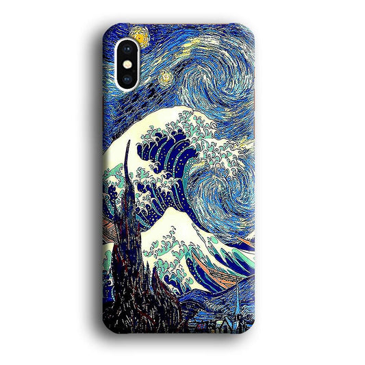 The Great Wave Starry Night iPhone X Case-Plastic / Full Wrap (3D Case)-Xtracase