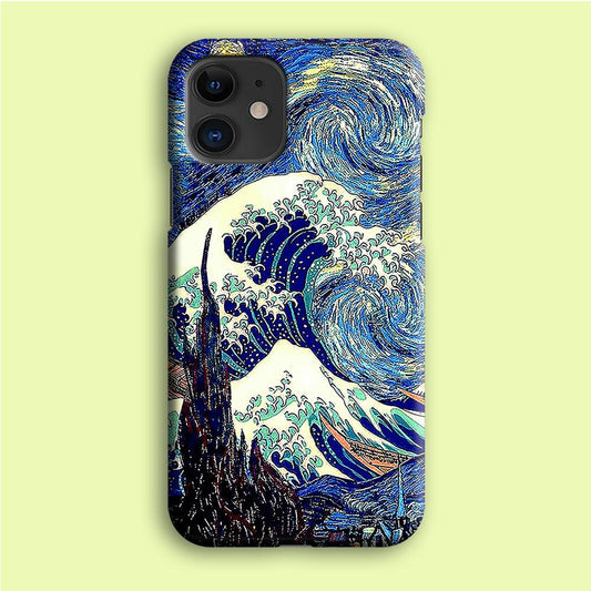 The Great Wave Starry Night iPhone 12 Case-Plastic / Full Wrap (3D Case)-Xtracase