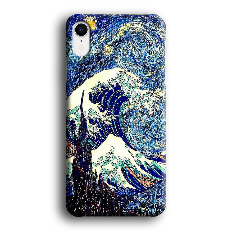 The Great Wave Starry Night iPhone XR Case-Plastic / Full Wrap (3D Case)-Xtracase