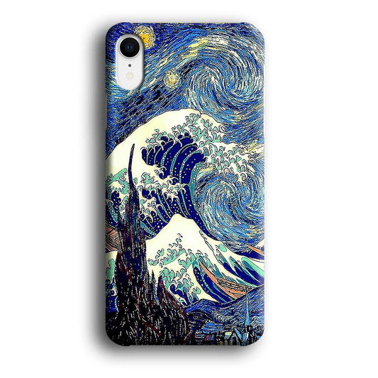 The Great Wave Starry Night iPhone XR Case-Plastic / Full Wrap (3D Case)-Xtracase