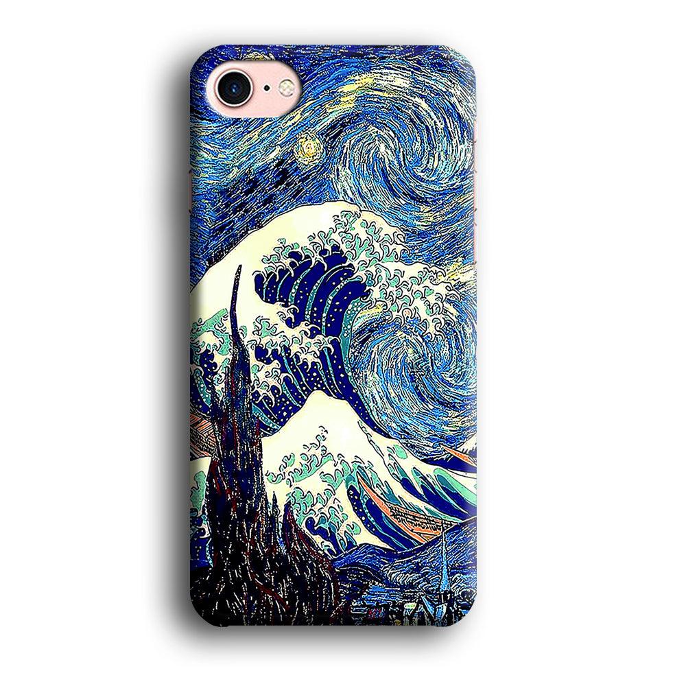 The Great Wave Starry Night iPhone SE 2020 Case-Plastic / Full Wrap (3D Case)-Xtracase