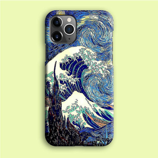 The Great Wave Starry Night iPhone 12 Pro Max Case-Plastic / Full Wrap (3D Case)-Xtracase