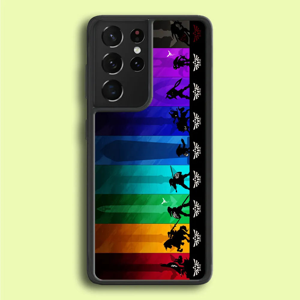 The Legend of Zelda Silhouette Samsung Galaxy S25 Ultra Case-Rubber / Black (2D Case)-Xtracase