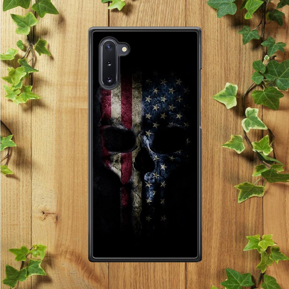 The Punisher American Flag Samsung Galaxy Note 10 Case-Rubber / Black (2D Case)-Xtracase