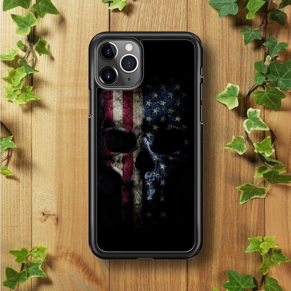 The Punisher American Flag iPhone 11 Pro Case-Rubber / Black (2D Case)-Xtracase