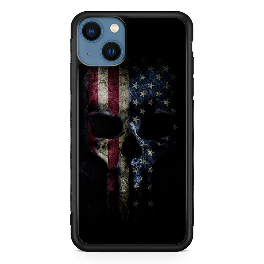 The Punisher American Flag iPhone 13 Case-Rubber / Black (2D Case)-Xtracase