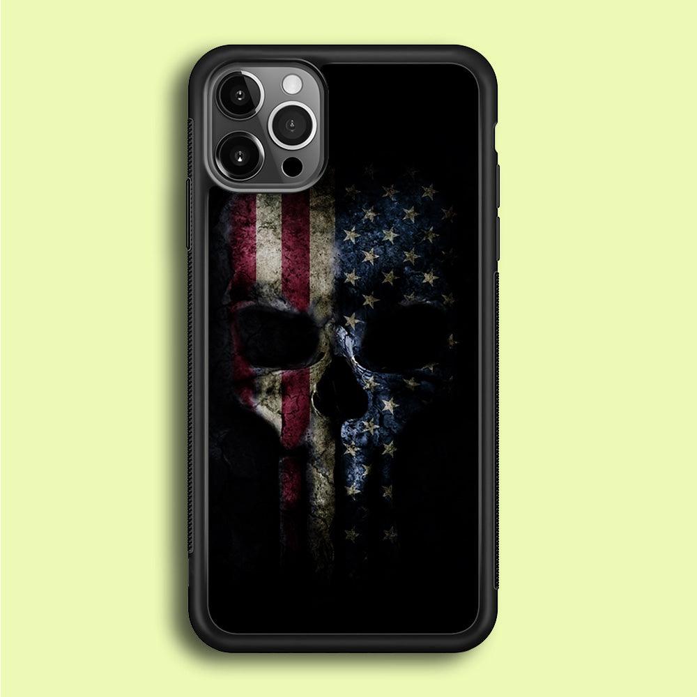 The Punisher American Flag iPhone 12 Pro Case-Rubber / Black (2D Case)-Xtracase