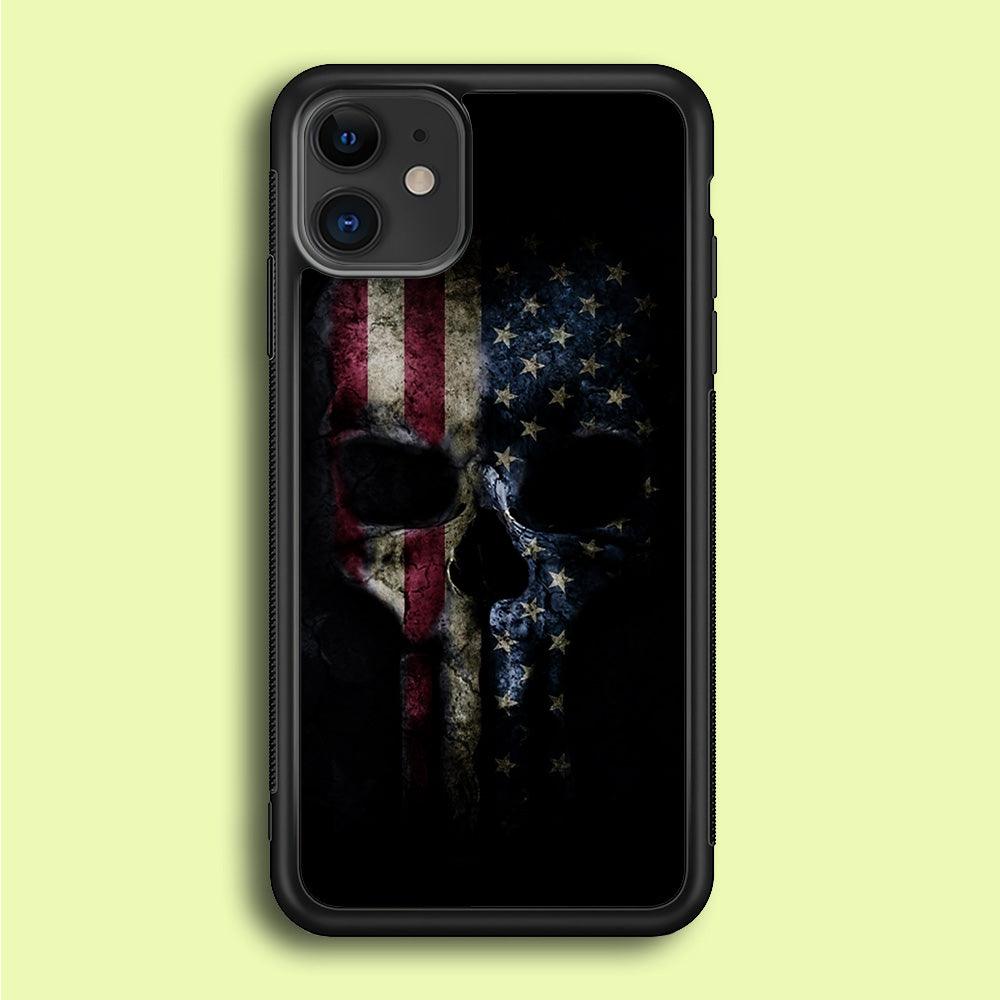 The Punisher American Flag iPhone 12 Mini Case-Rubber / Black (2D Case)-Xtracase