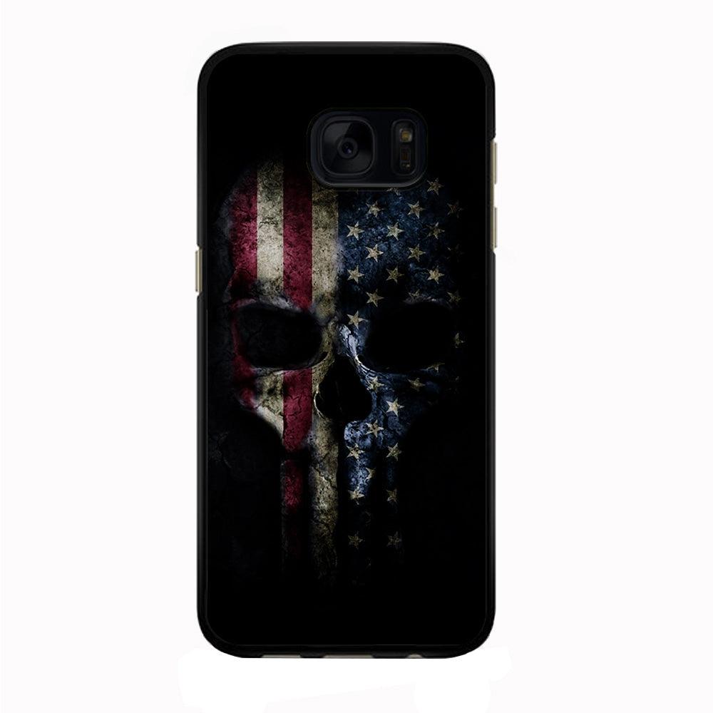 The Punisher American Flag Samsung Galaxy S7 Edge Case-Rubber / Black (2D Case)-Xtracase